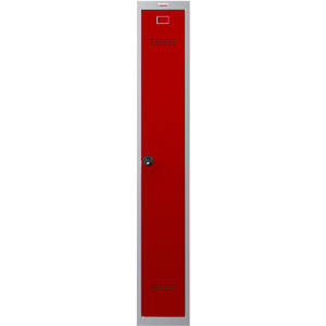 Phoenix PL Series PL1130GRC 1 Column 1 Door Personal Locker Grey Body/Red Door with Combination Lock