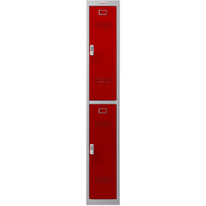 Phoenix PL Series PL1230GRE 1 Column 2 Door Personal Locker Grey Body/Red Doors with Electronic Locks