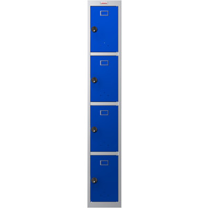 Phoenix PL Series PL1430GBC 1 Column 4 Door Personal locker in Grey Body/Blue Doors with Combination Locks