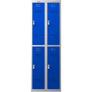 Phoenix PL Series PL2260GBE 2 Column 4 Door Personal Locker Combo Grey Body/Blue Doors with Electronic Locks