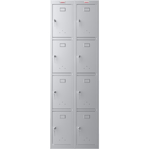 Phoenix PL Series PL2460GGK 2 Column 8 Door Personal Locker Combo in Grey with Key Locks