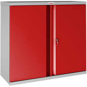 Phoenix SCL Series SCL0891GRK 2 Door 1 Shelf Steel Storage Cupboard Grey Body & Red Doors with Key Lock