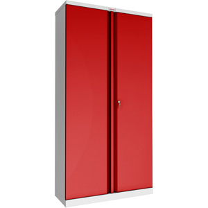 Phoenix SCL Series SCL1891GRK 2 Door 4 Shelf Steel Storage Cupboard Grey Body & Red Doors with Key Lock