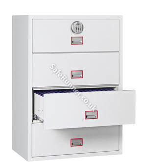 Phoenix World Class Lateral Fire File FS2414E 4 Drawer Filing Cabinet with Electronic Lock