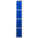 Phoenix PL Series PL1430GBC 1 Column 4 Door Personal locker in Grey Body/Blue Doors with Combination Locks