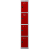 Phoenix PL Series PL1430GRC 1 Column 4 Door Personal locker in Grey Body/Red Doors with Combination Locks