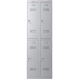Phoenix PL Series PL2260GGK 2 Column 4 Door Personal Locker Combo in Grey with Key Locks